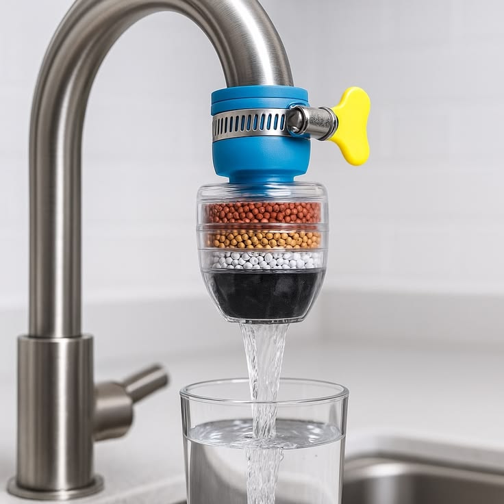 6 Layer Water Purifier Filter Faucet, Water Purifier Tap, Water Filter Nozzle, Household Kitchen Home Carbon Faucet, Multi Layer Fine Faucet Filter, 6 Layer Faucet Filter, Universal Kitchen Faucet Water Tap Heads TrendAxe