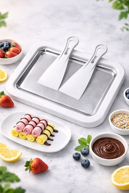 Instant Ice Cream Maker Tray – DIY Rolled Ice Cream Pan with Spatula TrendAxe