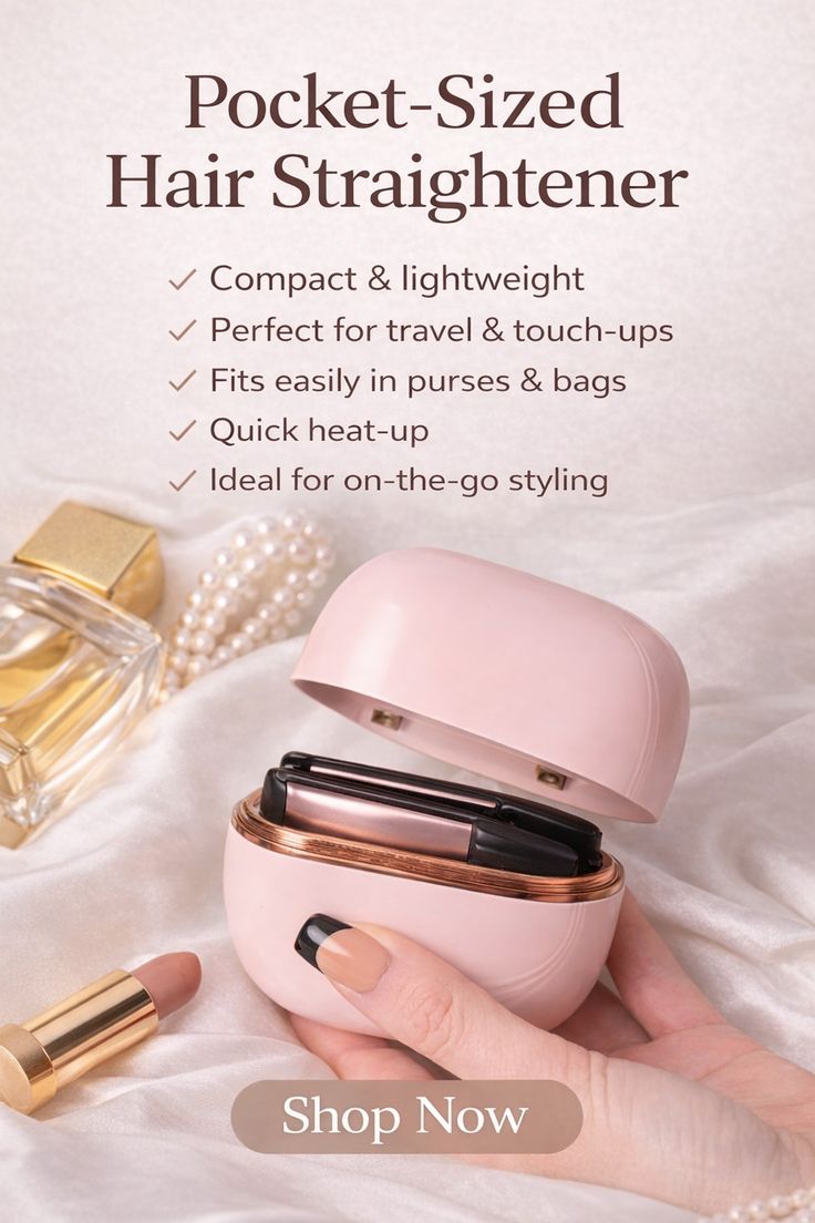 Mini hair straightener ceramic plates close-up