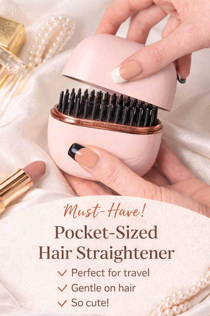 Compact wireless hair straightener held in hand showing sleek design