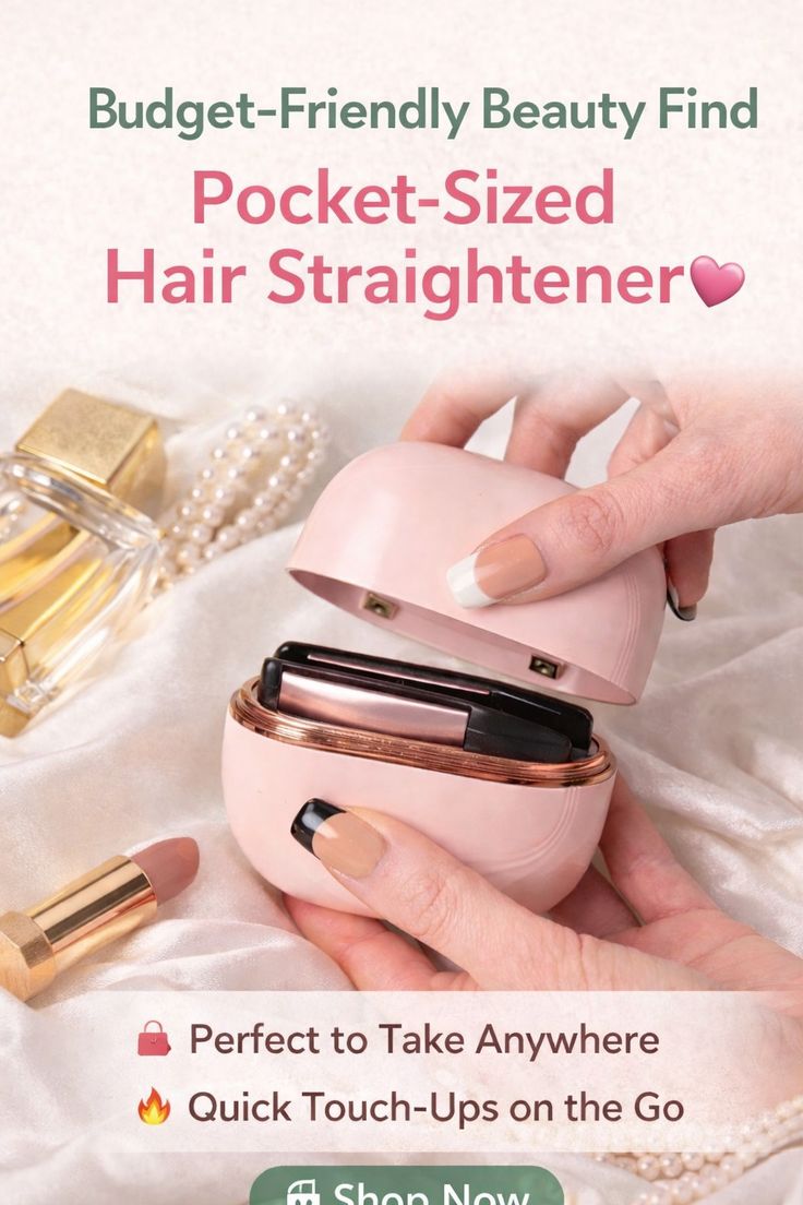 Mini Portable Wireless Hair Straightener with USB charging cable and travel pouch