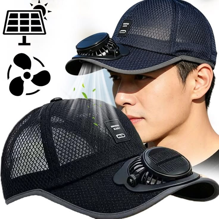 Solar Powered Cooling Fan Cap TrendAxe
