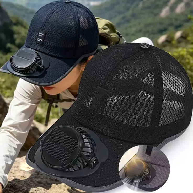 Solar Powered Cooling Fan Cap TrendAxe