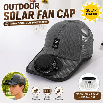 Solar Powered Cooling Fan Cap TrendAxe