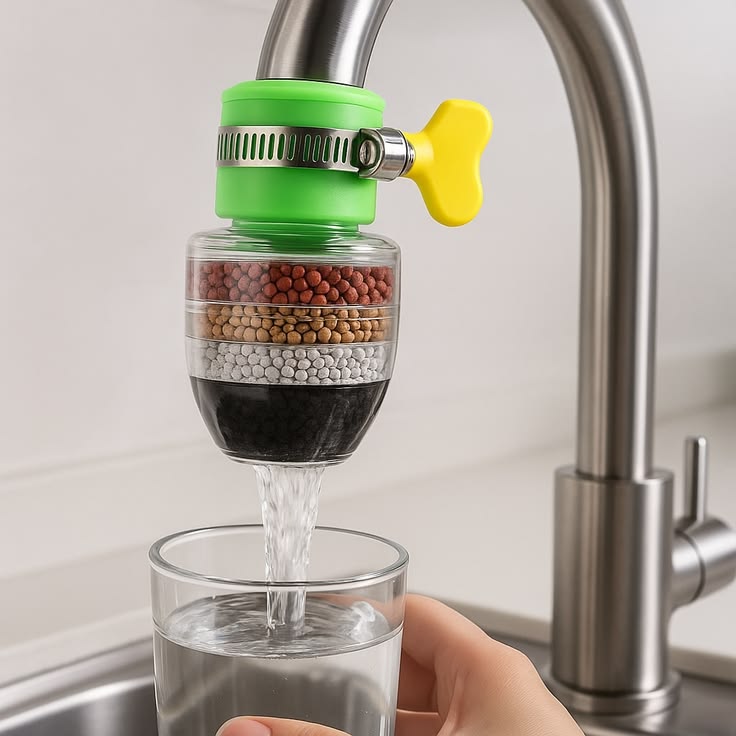 6 Layer Water Purifier Filter Faucet, Water Purifier Tap, Water Filter Nozzle, Household Kitchen Home Carbon Faucet, Multi Layer Fine Faucet Filter, 6 Layer Faucet Filter, Universal Kitchen Faucet Water Tap Heads TrendAxe