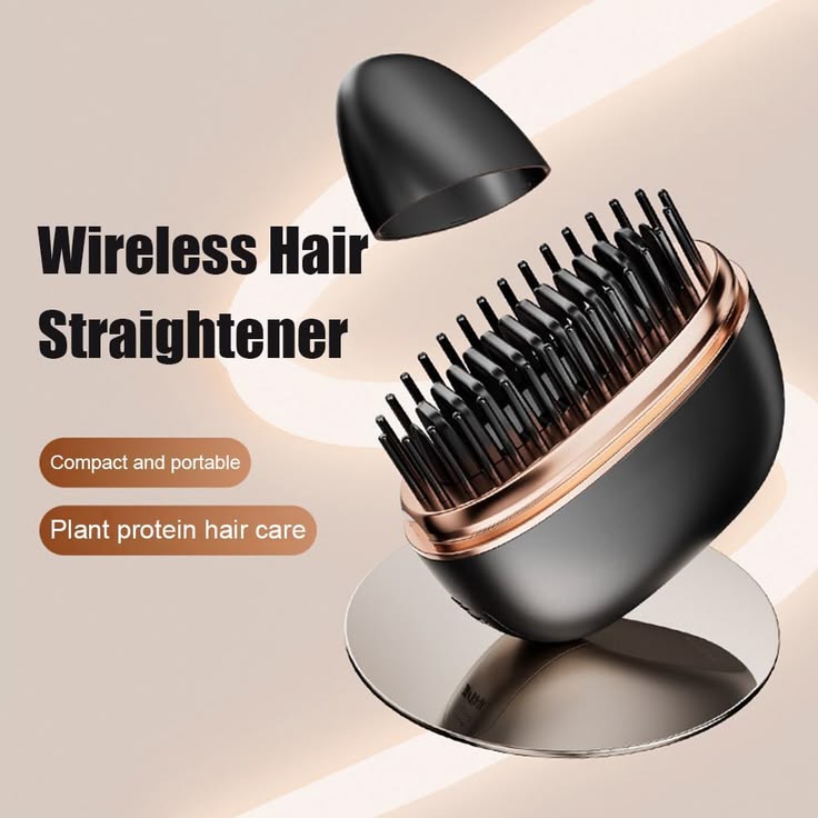 2-in-1 cordless wireless hair straightening brush styling tool